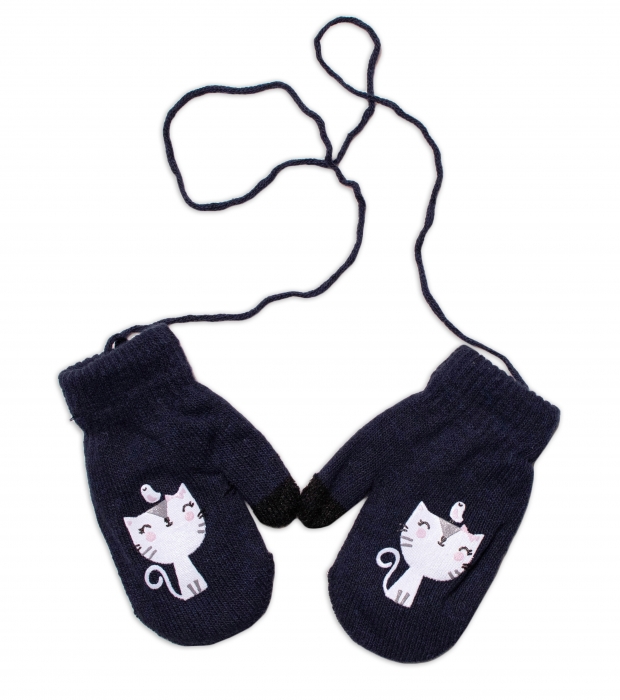 YO! Zimní rukavice se šnůrkou Kočička - 14cm