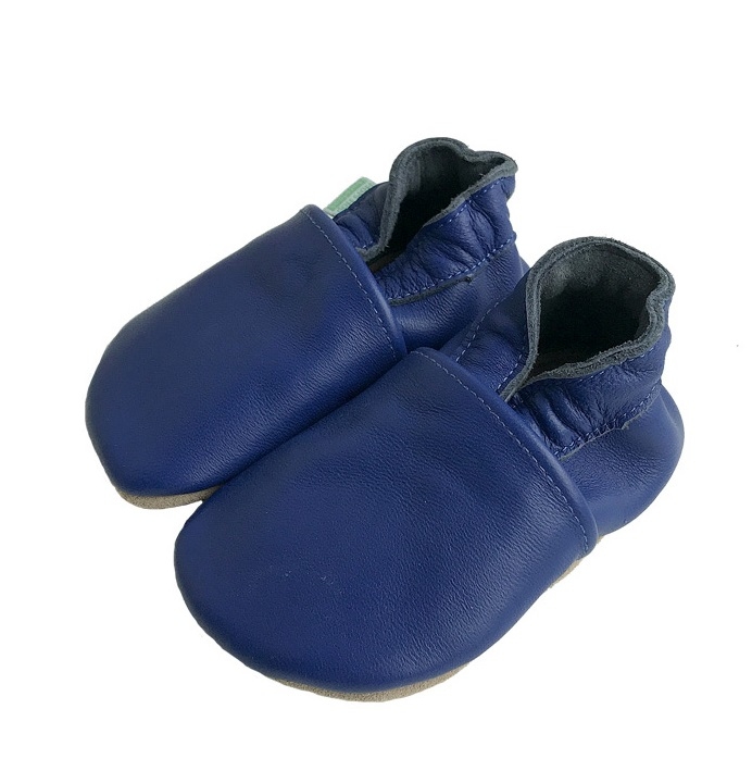 Hopi Hop Kožené capáčky barefoot - modré - vel.M