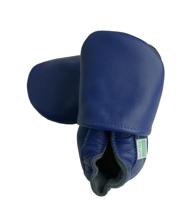 Hopi Hop Kožené capáčky barefoot - modré - vel.M