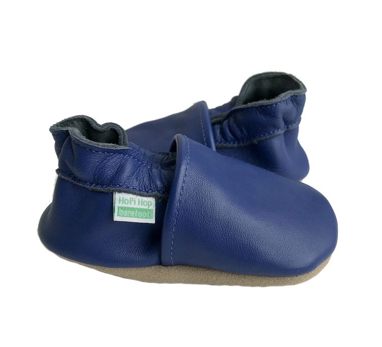 Hopi Hop Kožené capáčky barefoot - modré - vel.M