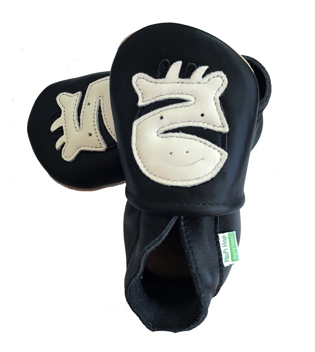 Hopi Hop Kožené barefoot capáčky Zebra - vel.M
