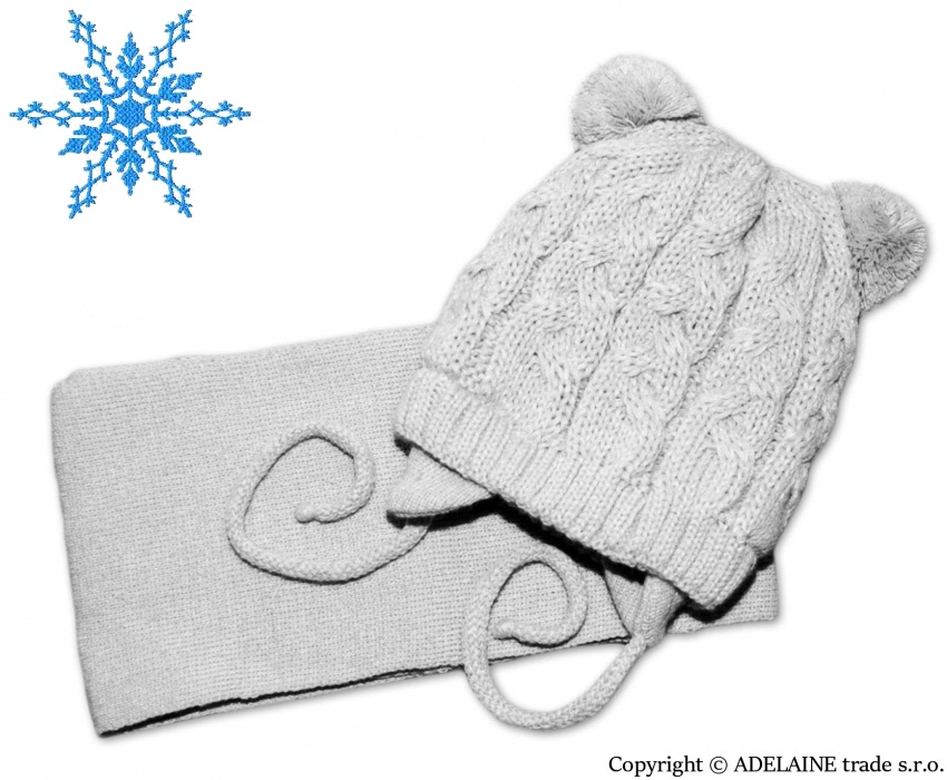 Baby Nellys Kojenecký zimní set čepice + šála - vel.32-38