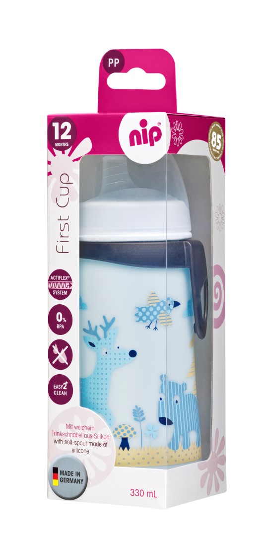 NIP Dětská lahev s náustkem First Cup 330ml - 12m+