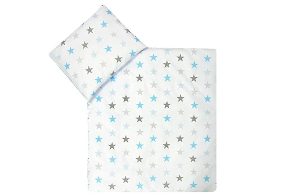 Baby Nellys Dětské povlečení Hvězdičky modré+šedé - 120*90cm