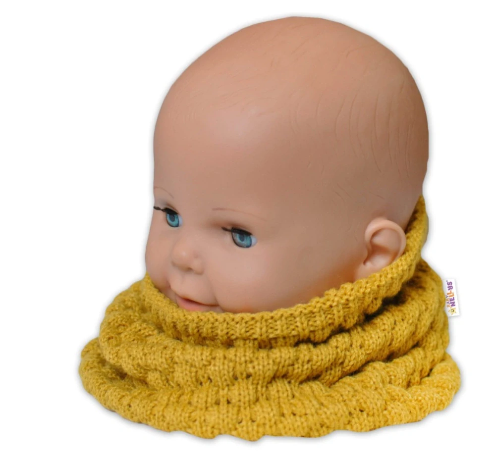 Baby Nellys Kojenecký pletený nákrčník/komínek - hořčicový