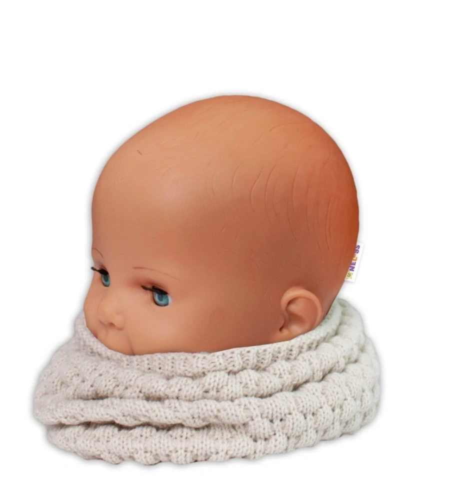 Baby Nellys Kojenecký pletený nákrčník/komínek - ecru