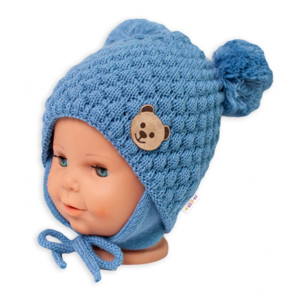 Baby Nellys Chlapecká pletená čepice Teddy Bear - vel.42-46