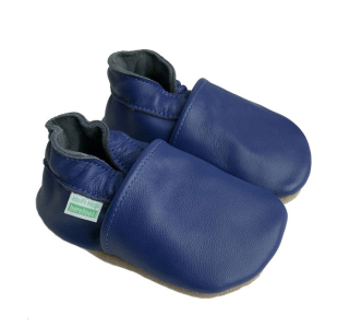 Hopi Hop Kožené capáčky barefoot - modré - vel.M