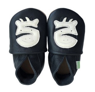 Hopi Hop Kožené capáčky barefoot - Zebra černá - vel.M
