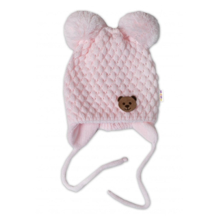 Baby Nellys Dívčí pletená čepice Teddy Bear - vel.38-42
