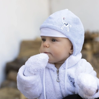 Hugo Kojenecká fleece čepice s úvazky - vel.2/38-41cm