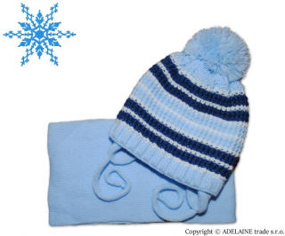 Baby Nellys Chlapecký zimní set čepice + šála - vel.38-42