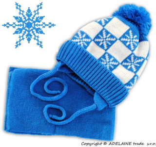 Baby Nellys Zimní chlapecký set čepice + šála VLOČKA - vel.36-40